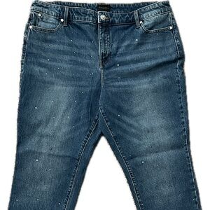 NWOT Talbots Blue Slim Ankle Jeans with Rhinestone Detail 16P